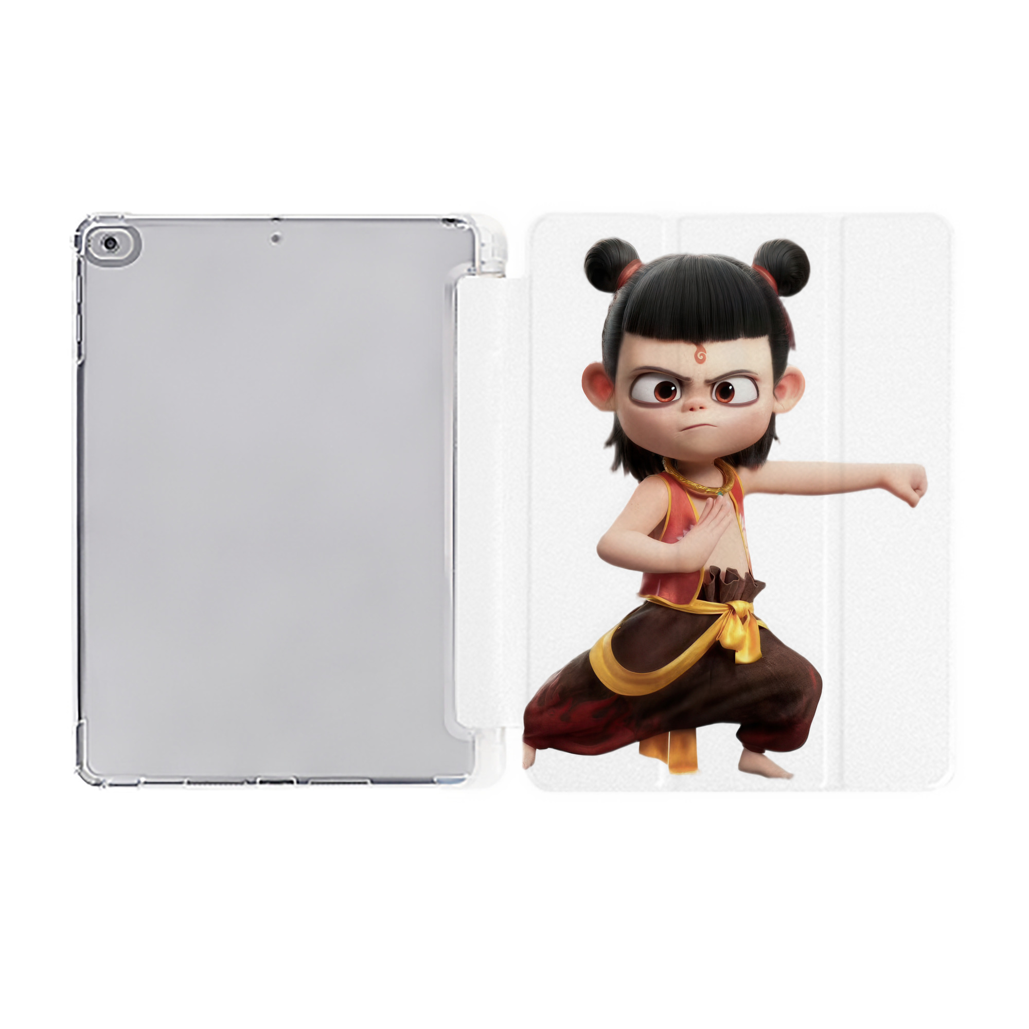 （画像用） Ne Zha 2 ナタ 魔童の大暴れ IPad ケース ペン収納付き 三つ折りスタンド PUレザー×シリコン 対応機種9.5/10.5/10.9インチ